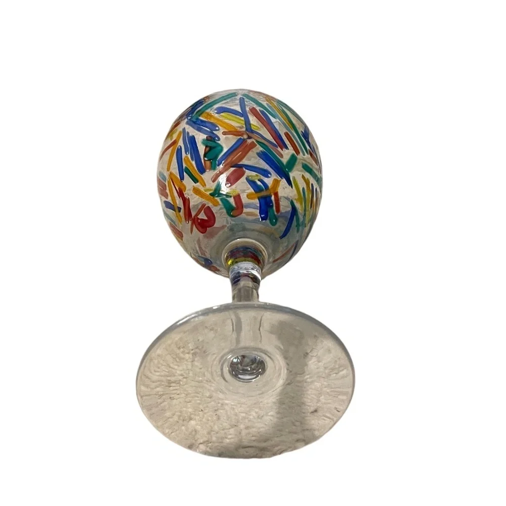 Pier 1“Confetti” Multi-Colored‎ Speckled Design Art Blown Glass Verre Souffle